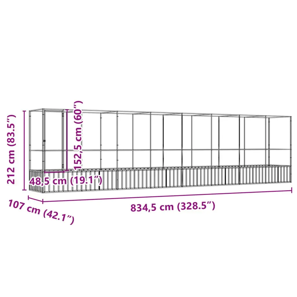 Large Bird Aviary with Extension Silver Steel Mesh Cage Outdoor Enclosure