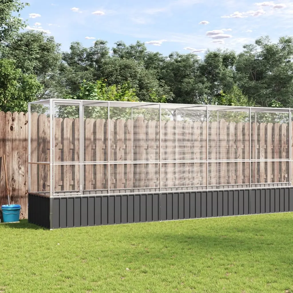Large Bird Aviary Outdoor Enclosure Silver Steel Mesh Cage 1250.5 x 107 x 212 cm