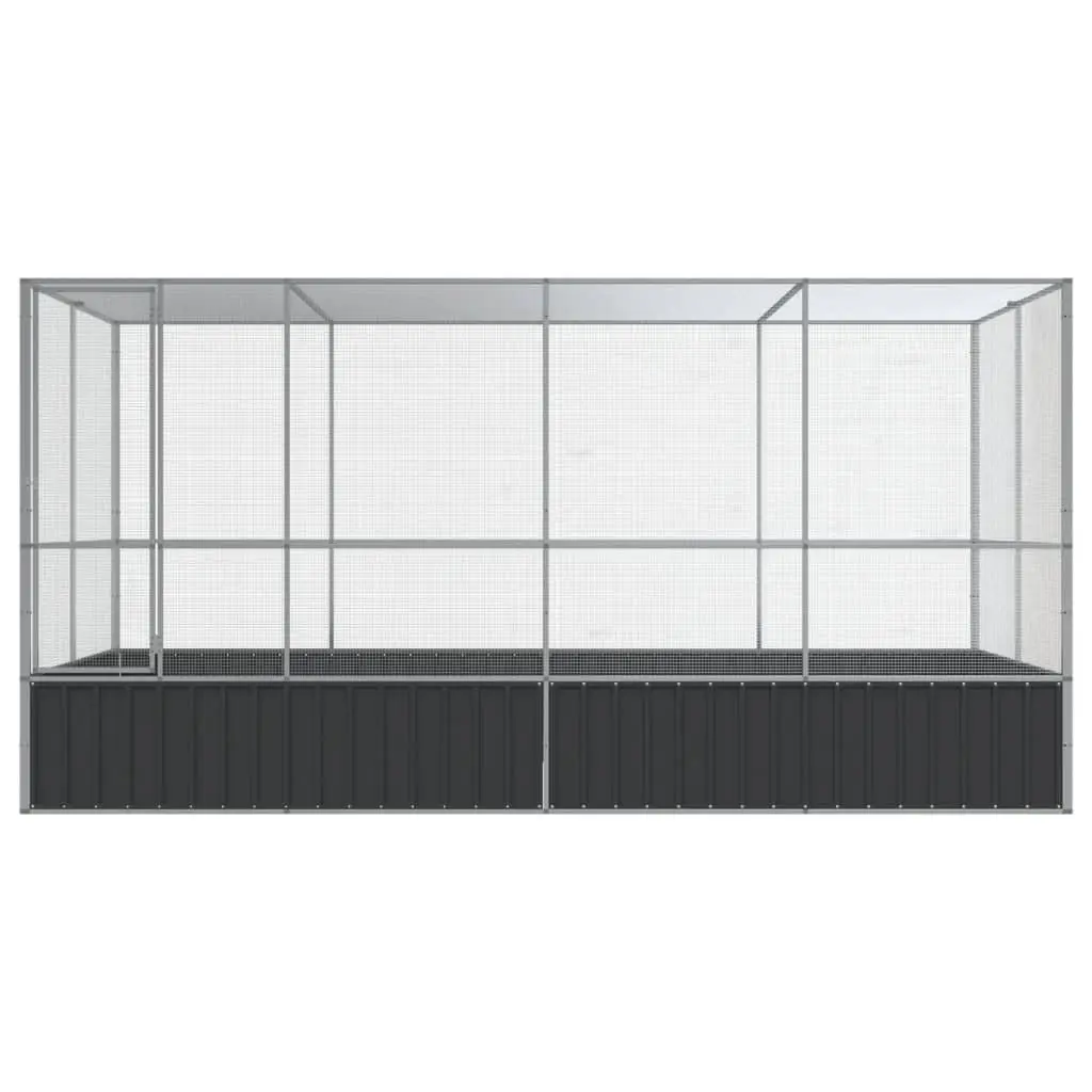 Large Bird Aviary with Extension Silver Steel Mesh Cage Outdoor Flight Enclosure