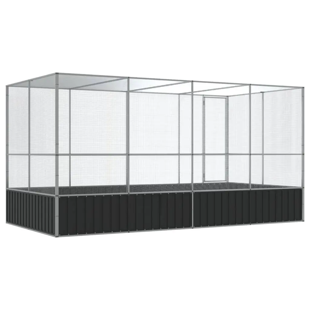 Large Bird Aviary with Extension Silver Steel Mesh Cage Outdoor Flight Enclosure