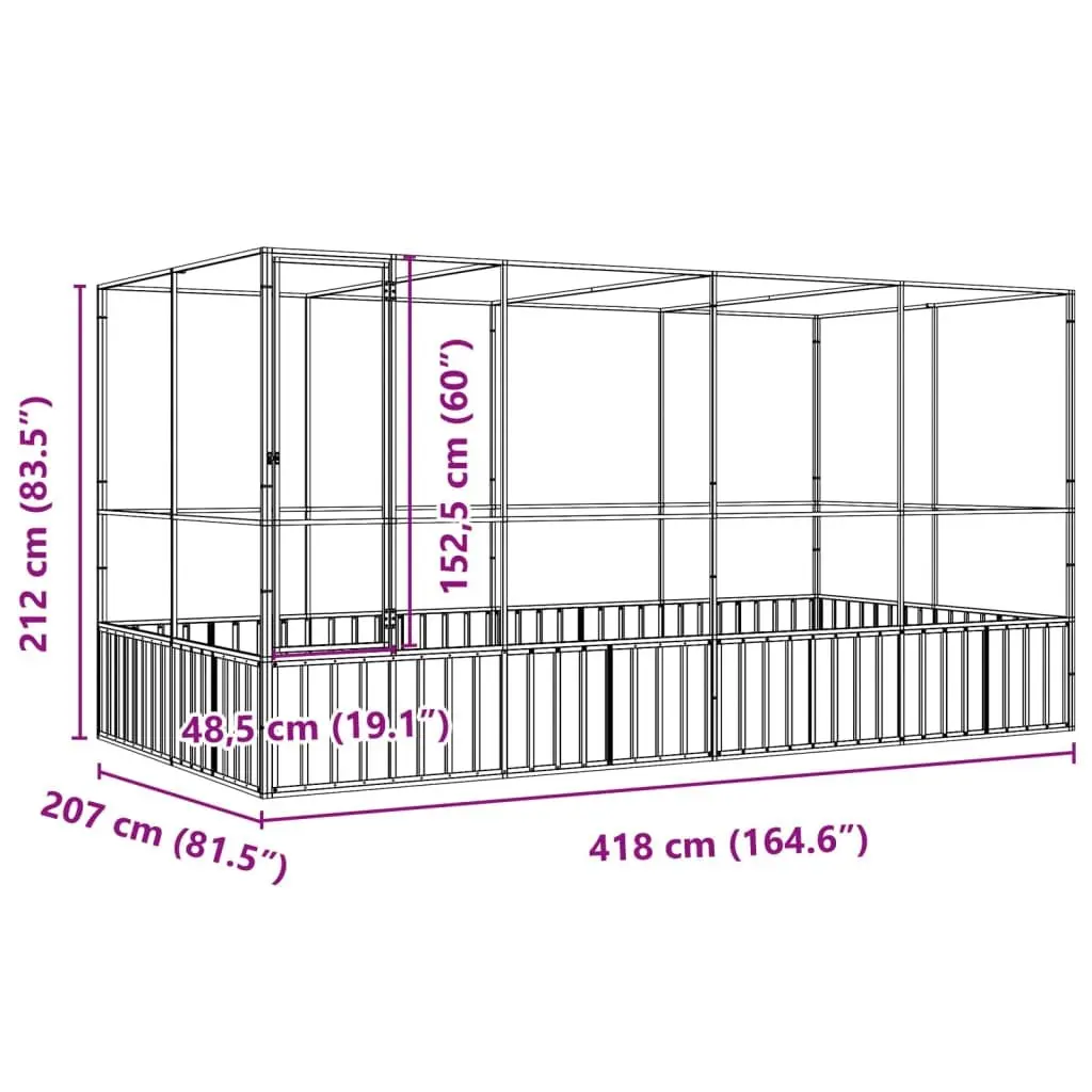 Large Bird Aviary with Extension Silver Steel Mesh Cage Outdoor Flight Enclosure