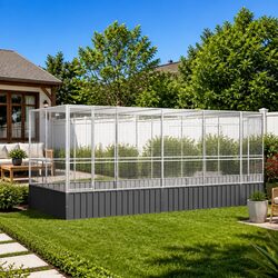Large Aviary with Extension Silver 832x207x212cm Steel Bird Cage Stand Outdoor
