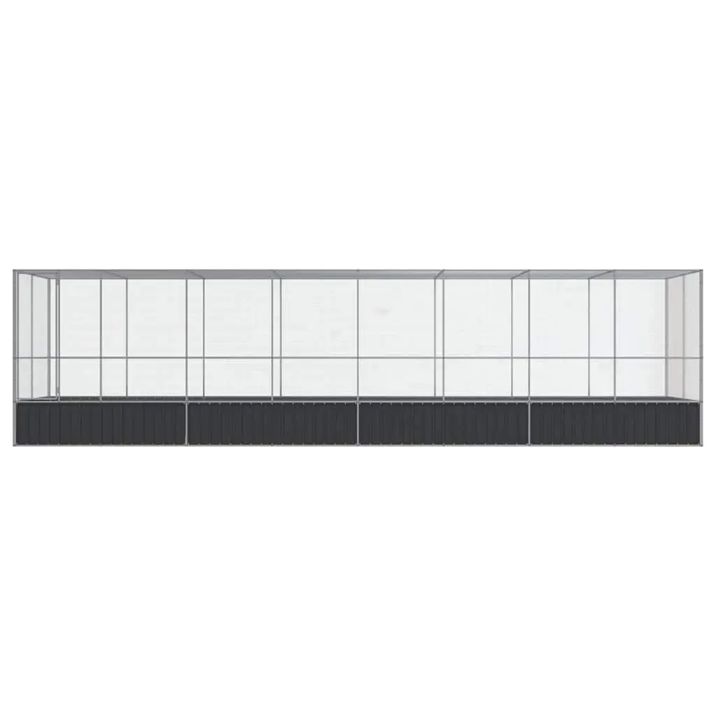 Large Aviary with Extension Silver 832x207x212cm Steel Bird Cage Stand Outdoor