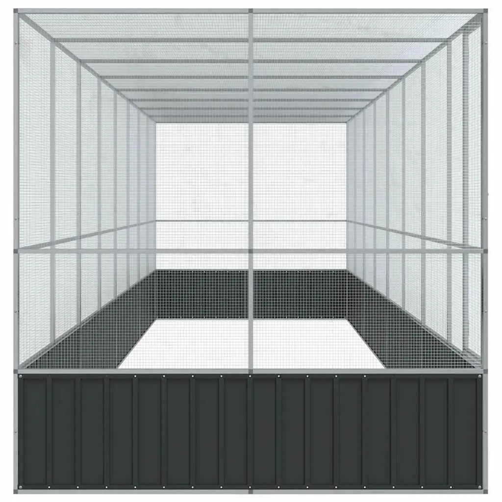 Large Aviary with Extension Silver 832x207x212cm Steel Bird Cage Stand Outdoor