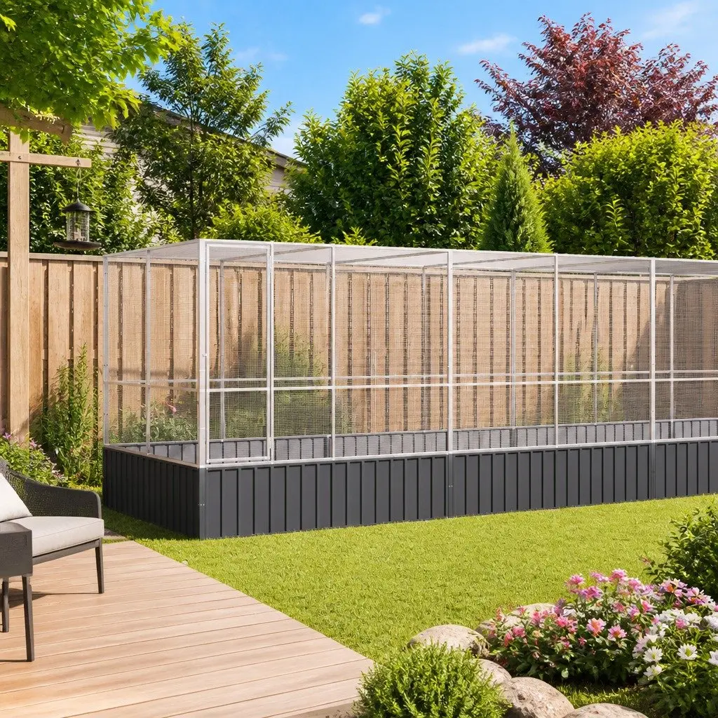 Large Bird Aviary Outdoor Flight Run with Extension Steel Mesh Cage 1039 x 207 x 212 cm
