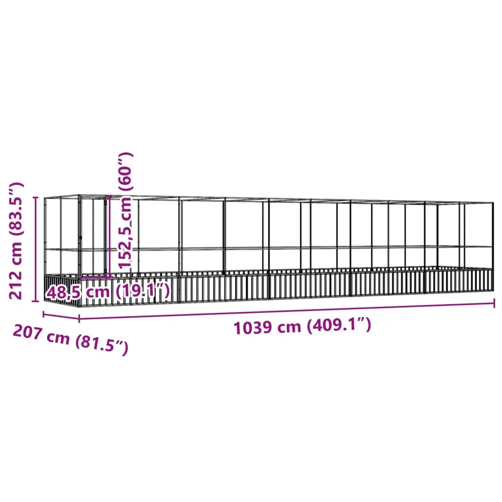 Large Bird Aviary Outdoor Flight Run with Extension Steel Mesh Cage 1039 x 207 x 212 cm