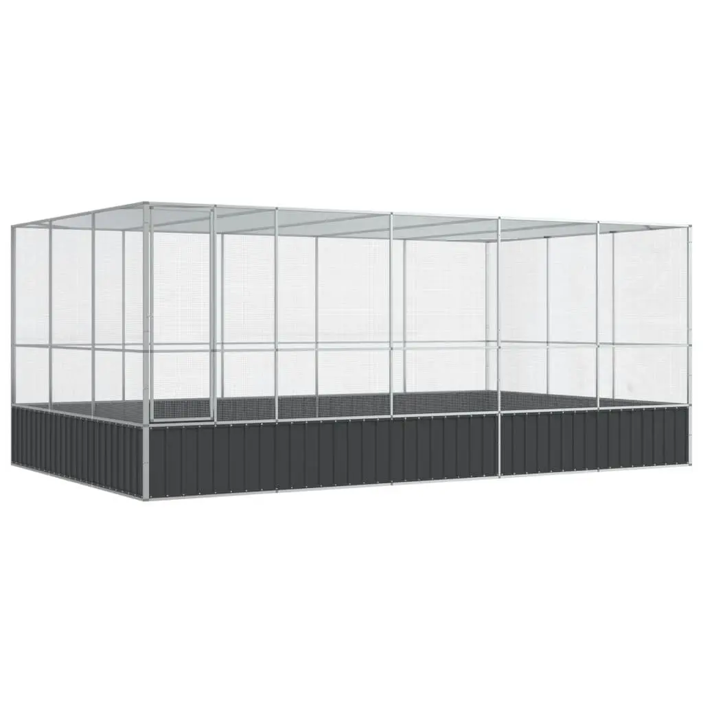 Large Bird Aviary with Extension Outdoor Enclosure Steel Mesh Cage Silver
