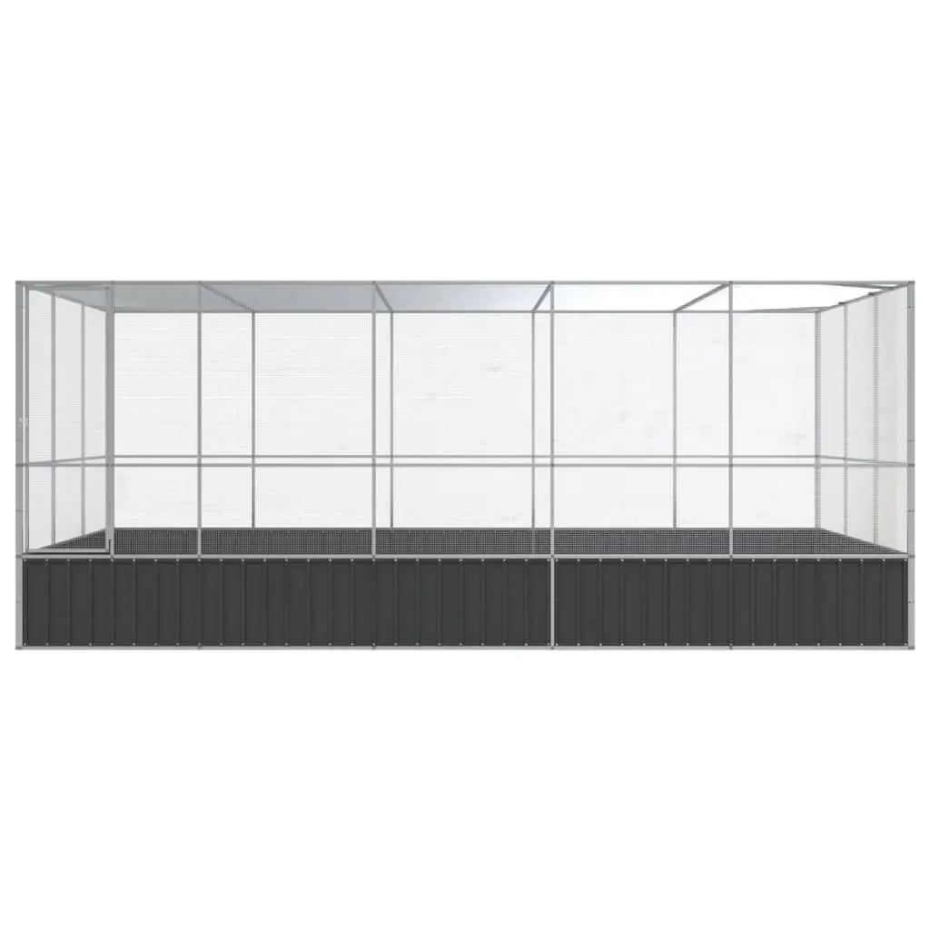 Large Bird Aviary with Extension Outdoor Enclosure Steel Mesh Cage Silver