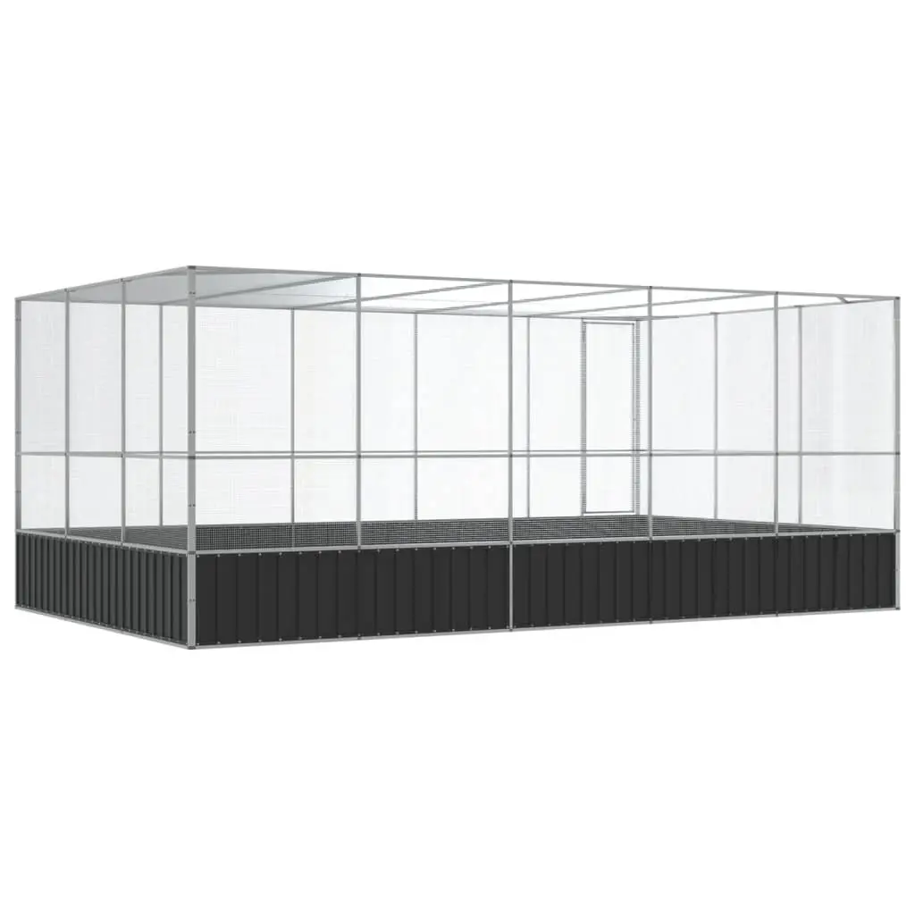 Large Bird Aviary with Extension Outdoor Enclosure Steel Mesh Cage Silver