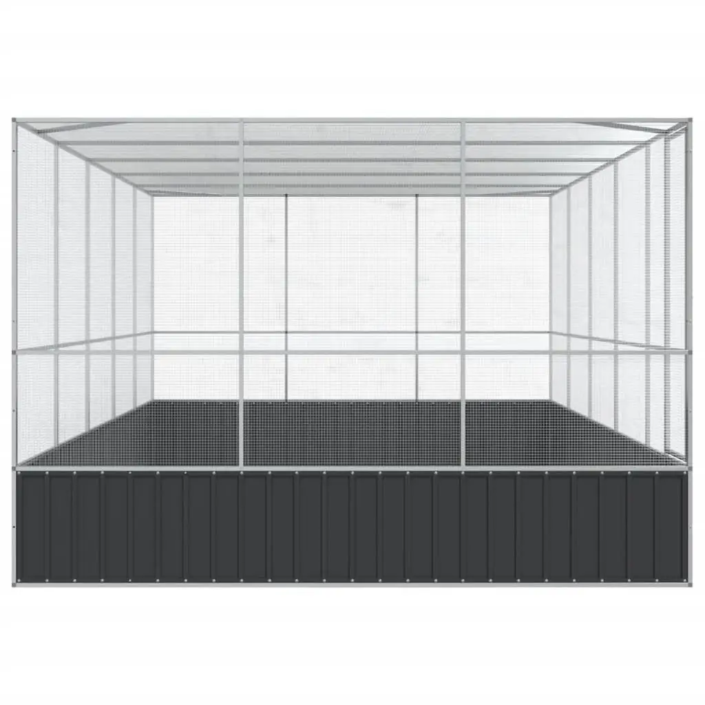 Large Bird Aviary with Extension Outdoor Enclosure Steel Mesh Cage Silver