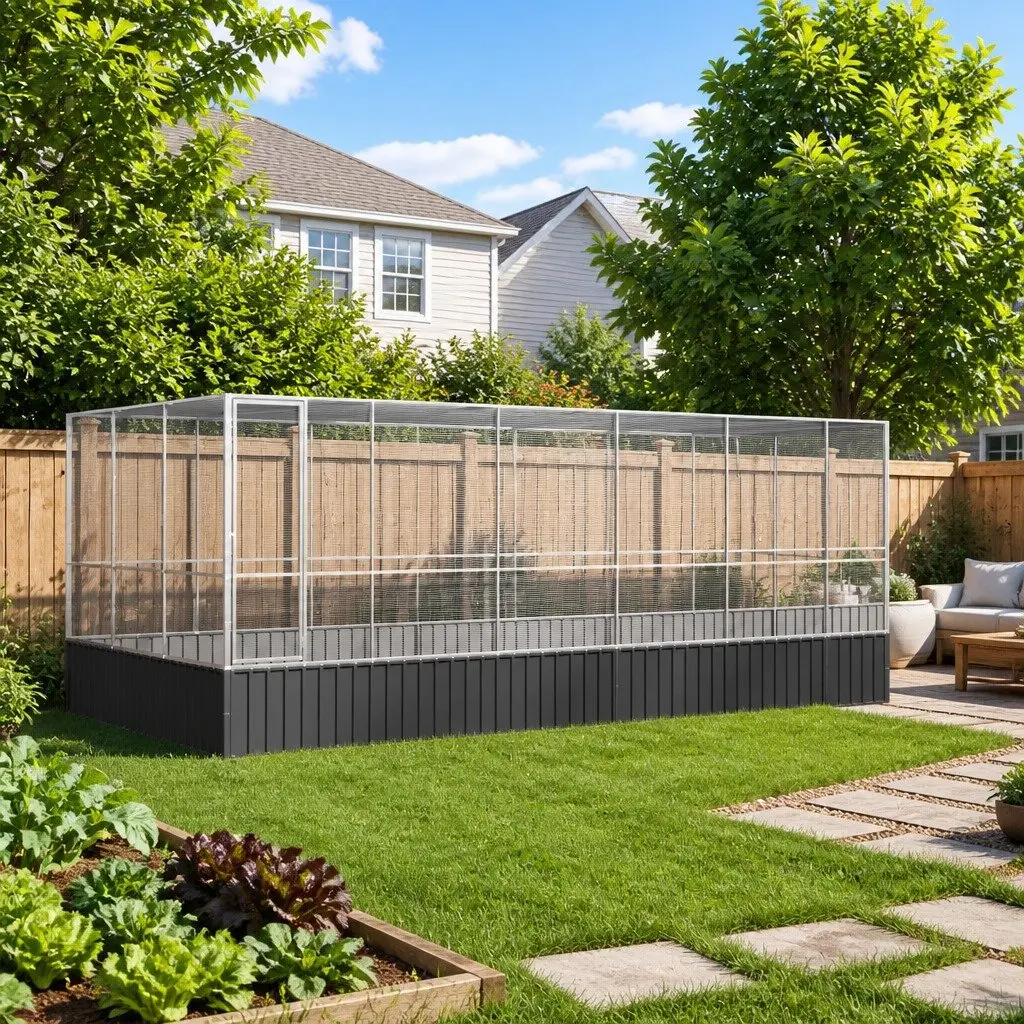Bird Aviary Large Outdoor Silver Galvanised Steel Mesh Cage