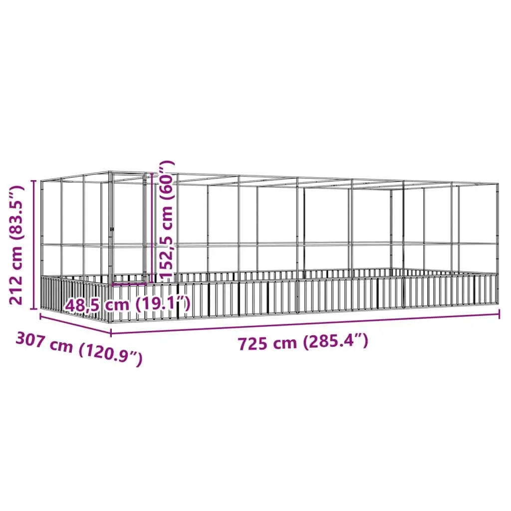 Bird Aviary Large Outdoor Silver Galvanised Steel Mesh Cage