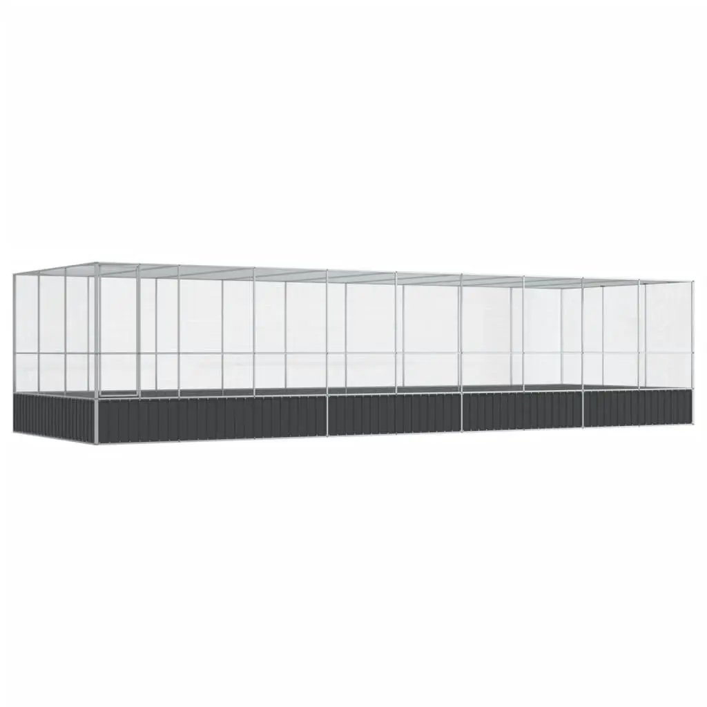 Large Aviary with Extension Steel Mesh Bird Cage Outdoor Enclosure Silver