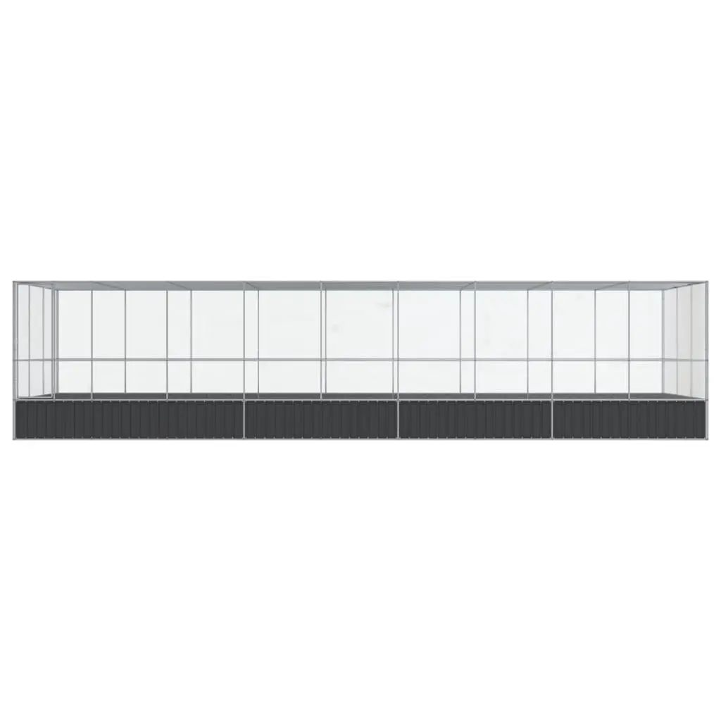 Large Aviary with Extension Steel Mesh Bird Cage Outdoor Enclosure Silver