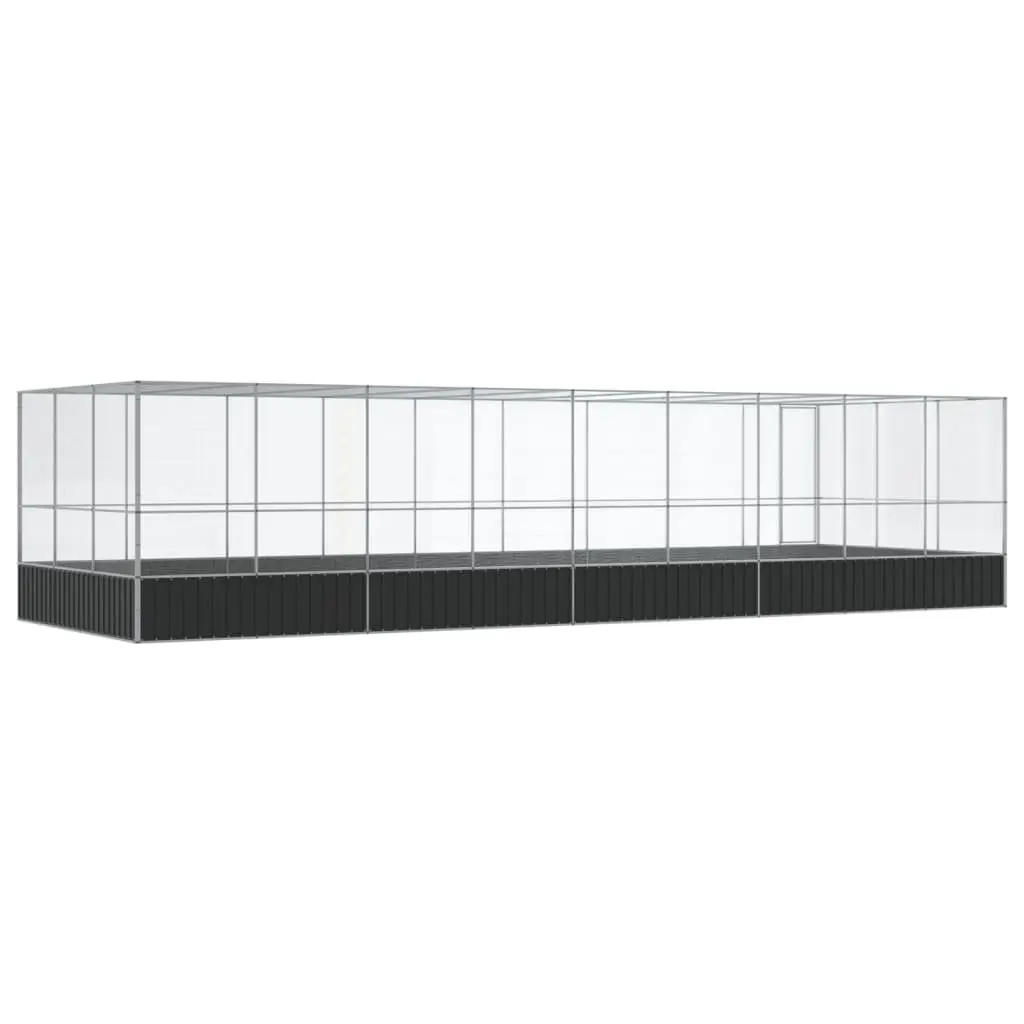 Large Aviary with Extension Steel Mesh Bird Cage Outdoor Enclosure Silver