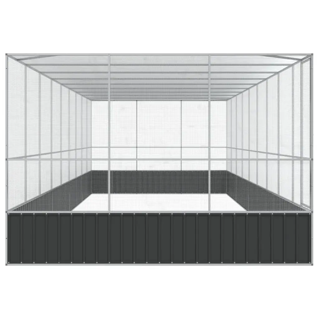 Large Aviary with Extension Steel Mesh Bird Cage Outdoor Enclosure Silver