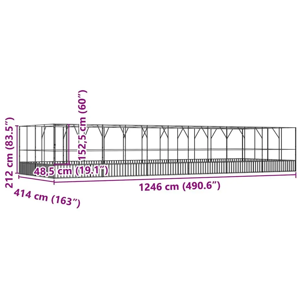 Large Bird Aviary Enclosure with Extension 1246x414x212cm Steel Mesh Cage