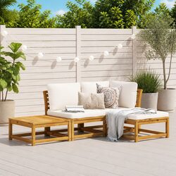 Outdoor Sectional Sofa Set 4 Piece Garden Lounge with Cushions Solid Wood