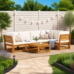 Specifications for 6-Piece Brown Acacia Wood Lounge Set