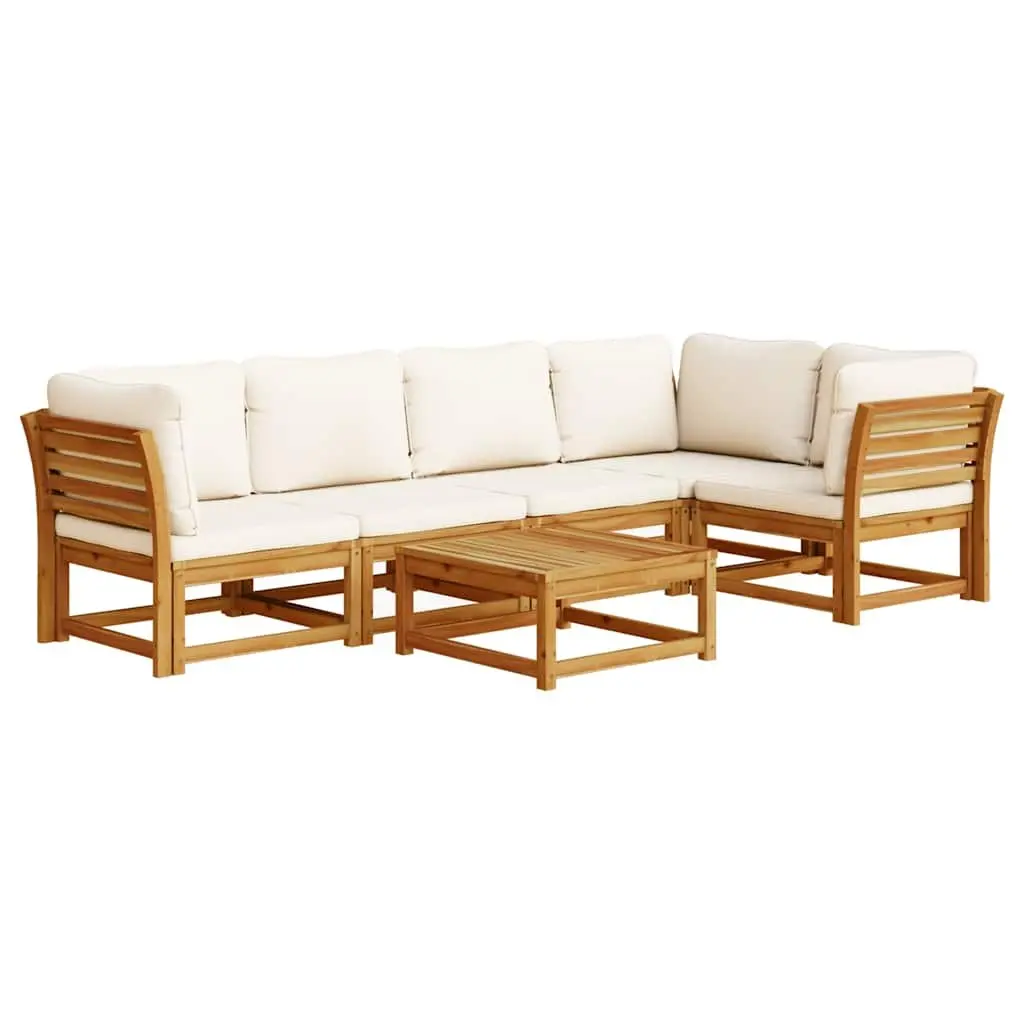 Garden Lounge Set Outdoor Sectional Sofa 6 Piece Acacia Wood Brown