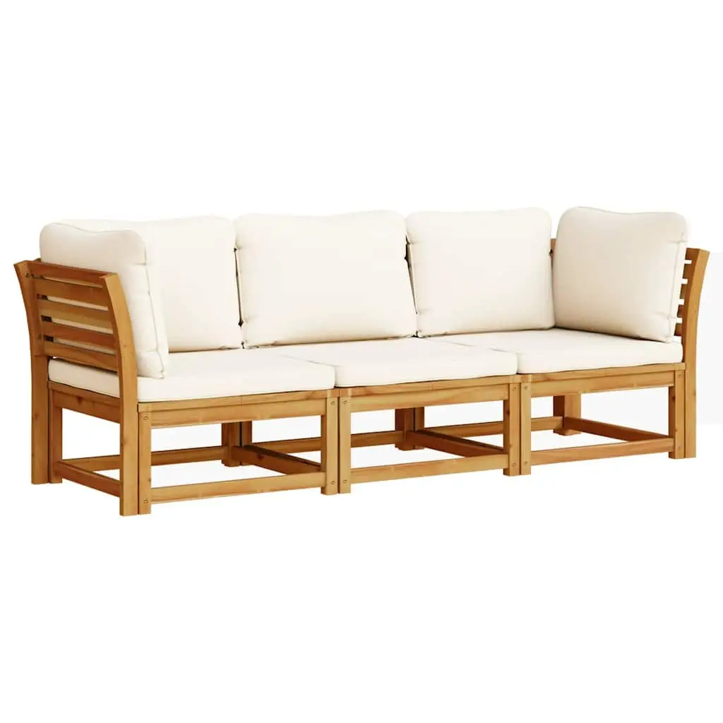 3 Piece Garden Lounge Set Outdoor Sectional Sofa Furniture with Cushions Brown