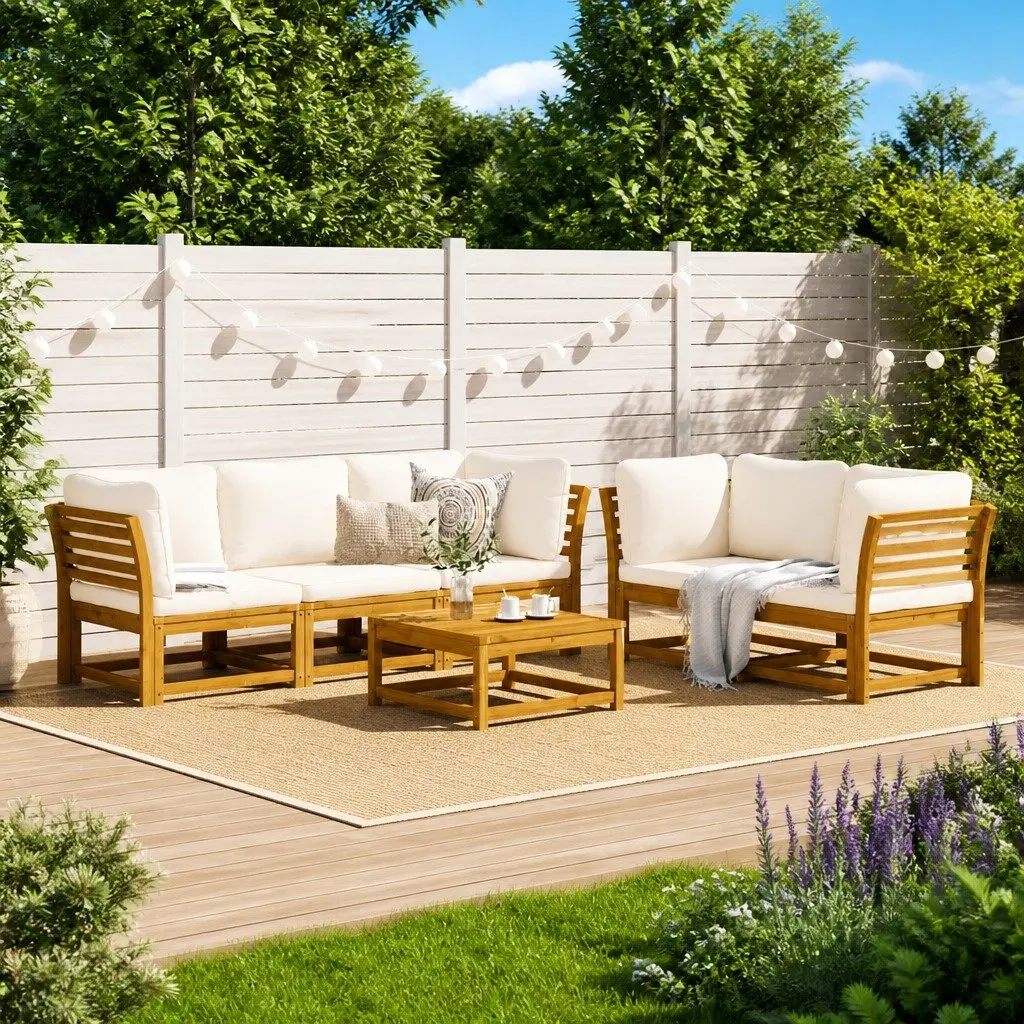 Outdoor Sectional Sofa Lounge Set Garden Furniture 6 Piece Brown