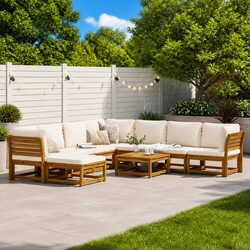 9 Piece Modular Outdoor Sectional Sofa Set with Cushions