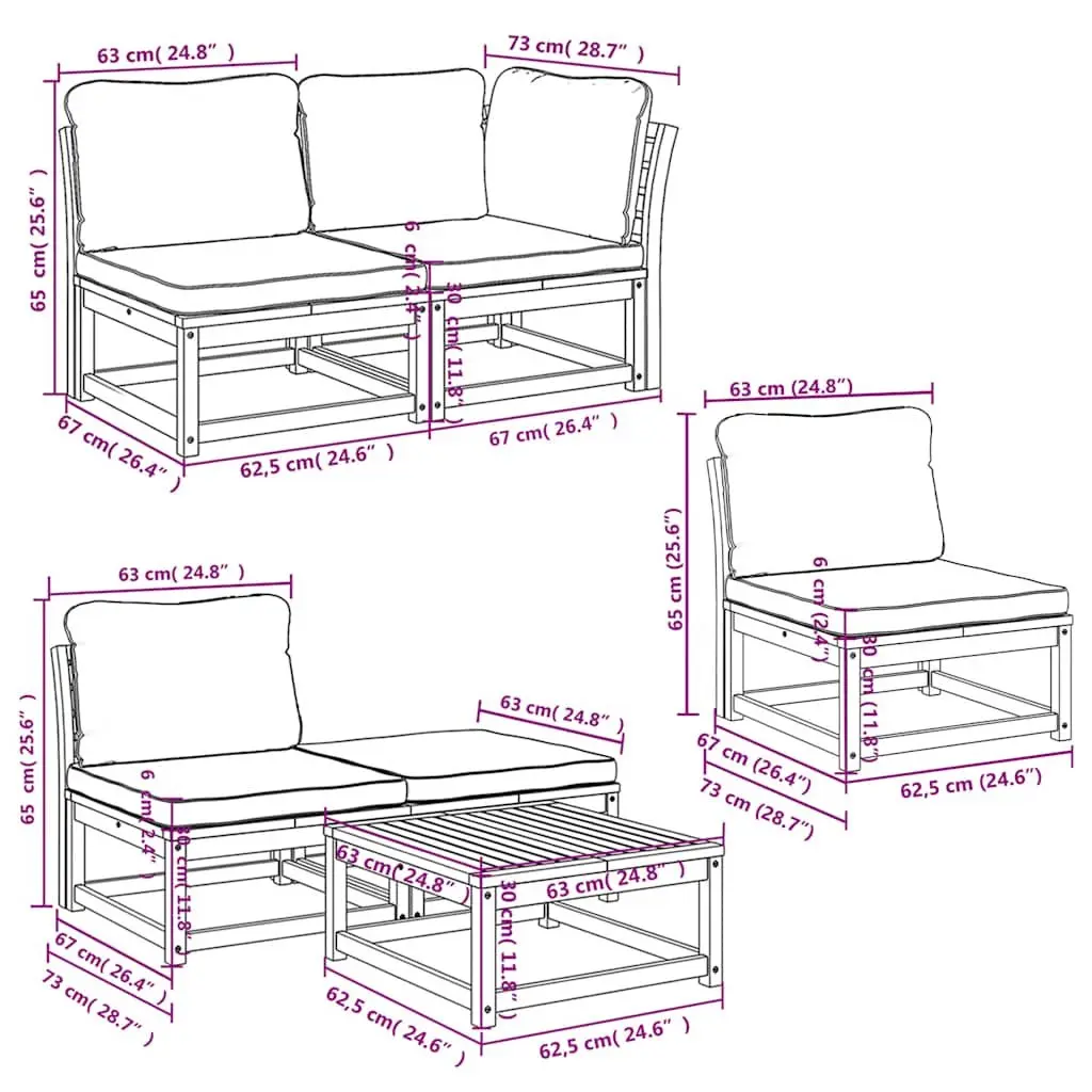 6-Piece Modular Outdoor Sectional Sofa Set