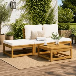 4-Piece Brown Outdoor Lounge Set with Acacia Wood