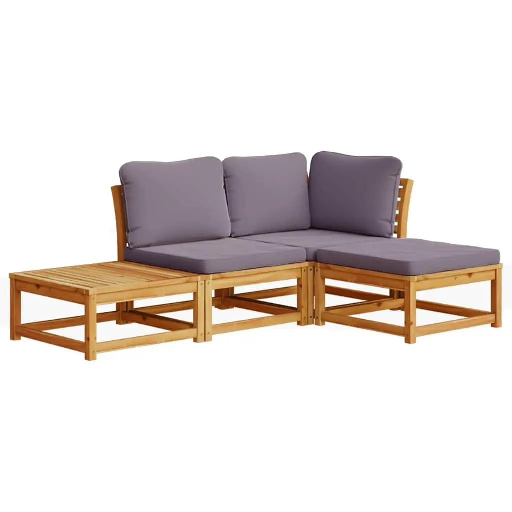 Garden Lounge Set 4 Piece Outdoor Sectional Sofa with Cushions Wood Patio