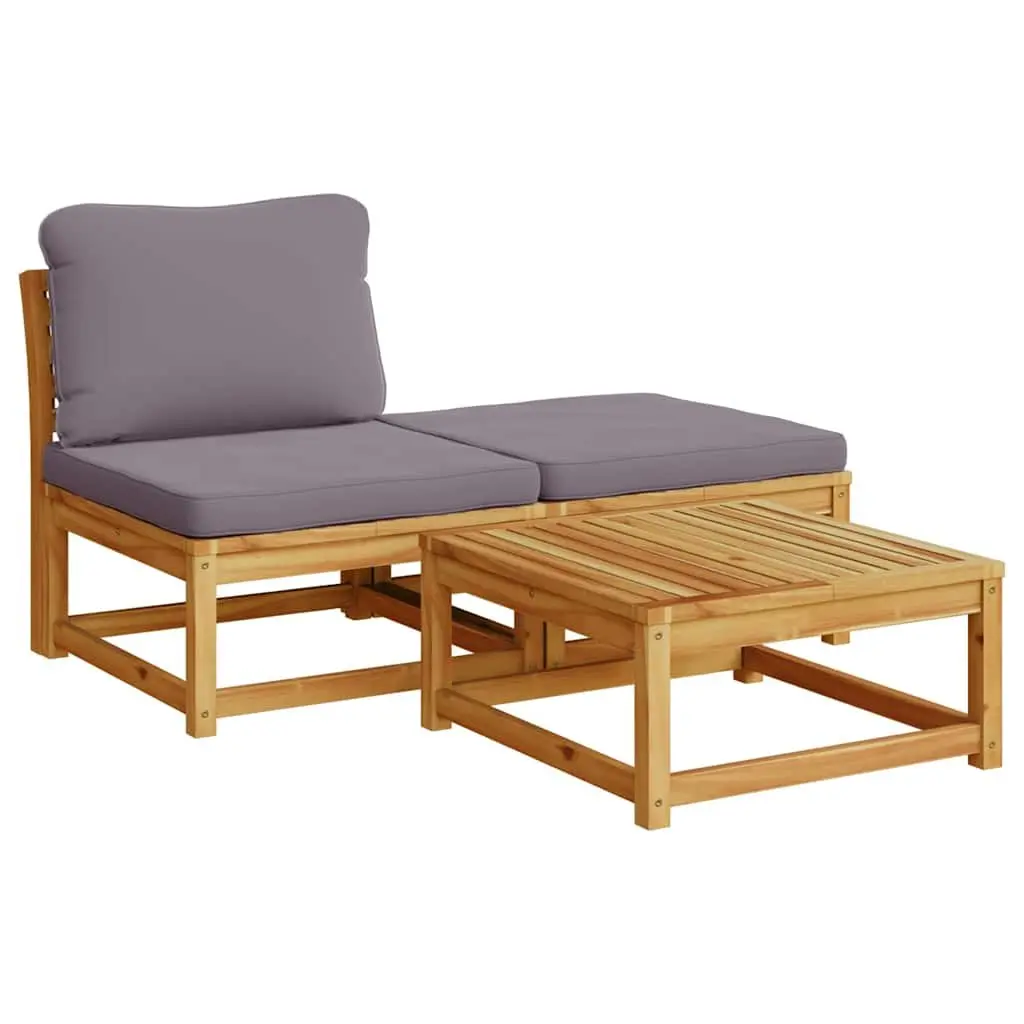 5 Piece Modular Lounge Set for Outdoor Use Acacia Wood Sofa with Cushions Brown