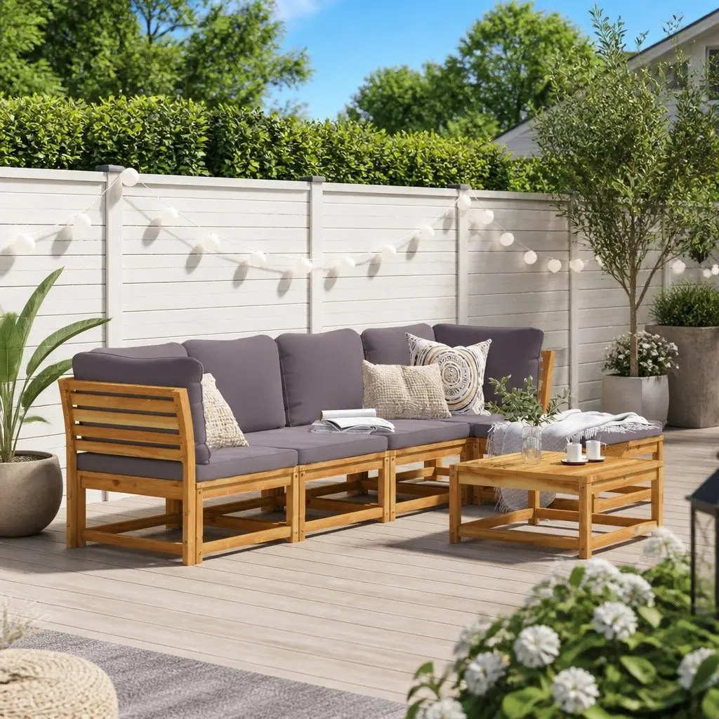 Solid Wood 6-Piece Outdoor Lounge Set