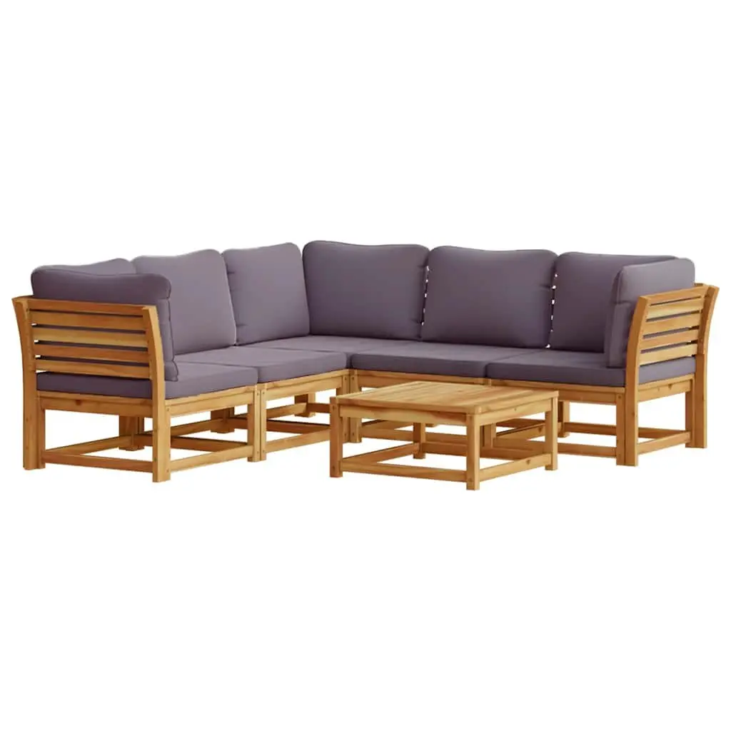 Outdoor Sectional Sofa Set Garden Lounge 6 Piece Brown Solid Wood