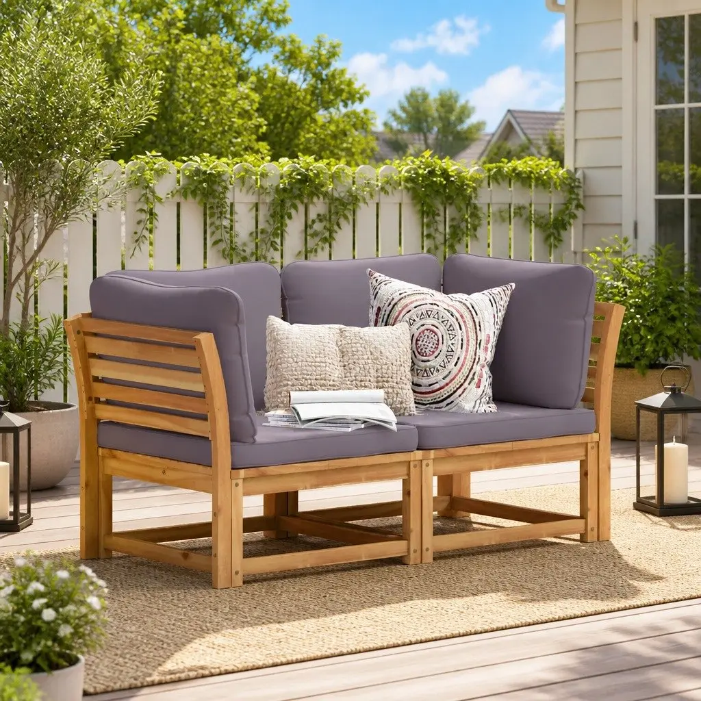 Outdoor Sectional Sofa 2-Seater with Cushions