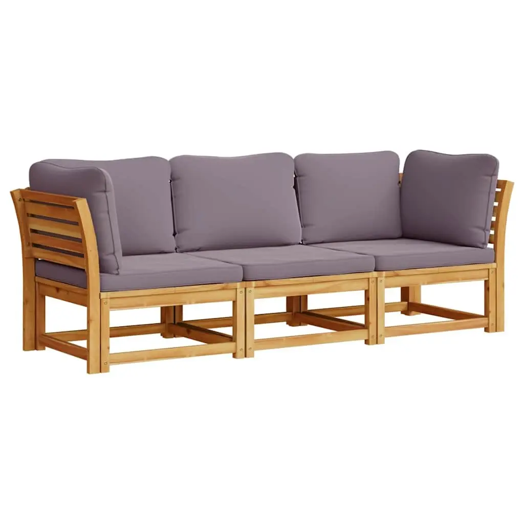 3 Piece Outdoor Lounge Set Sofa Sectional for Garden Use with Cushions Brown