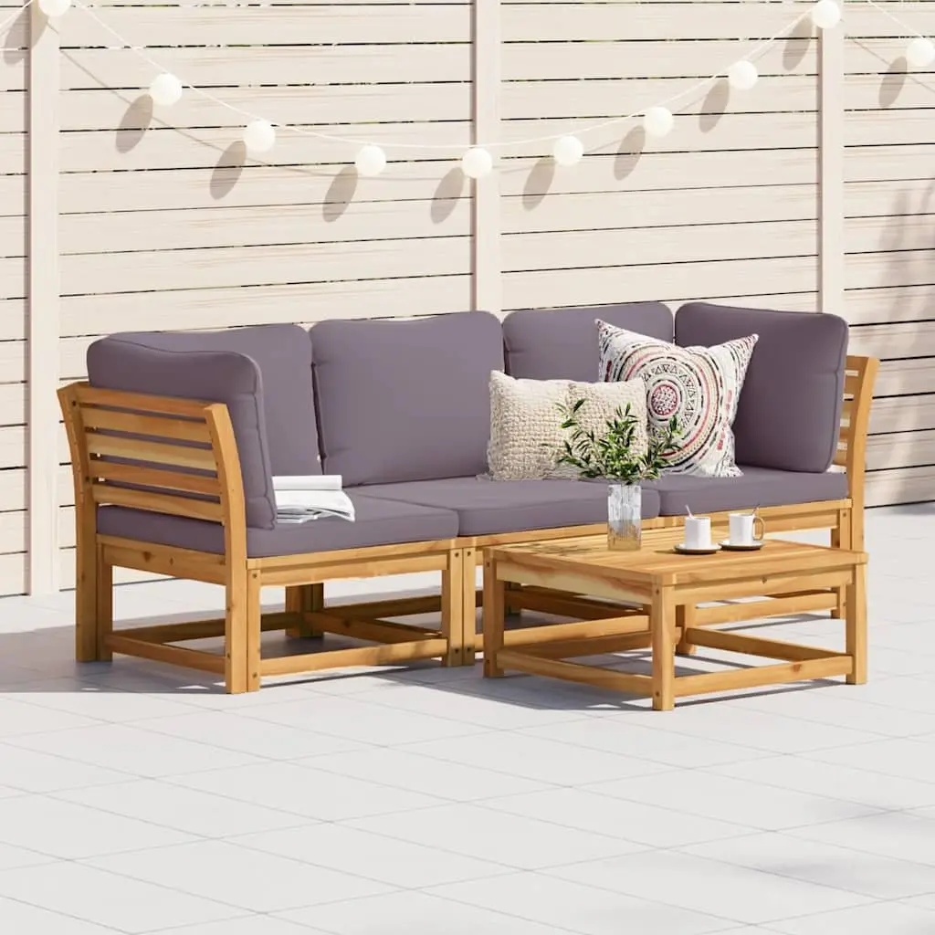 3 Piece Outdoor Lounge Set Sofa Sectional for Garden Use with Cushions Brown