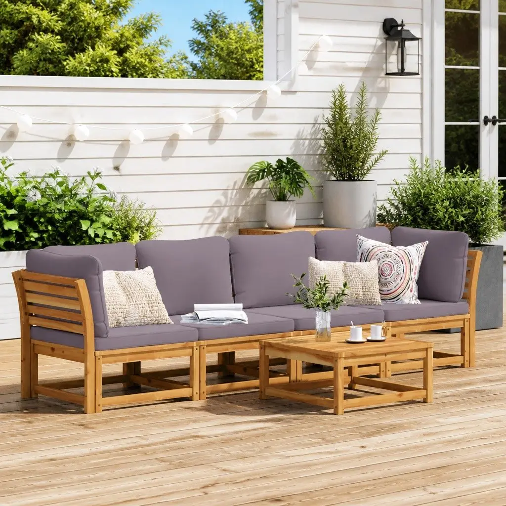 Garden Lounge Set Outdoor Patio Sofa 4 Piece Brown