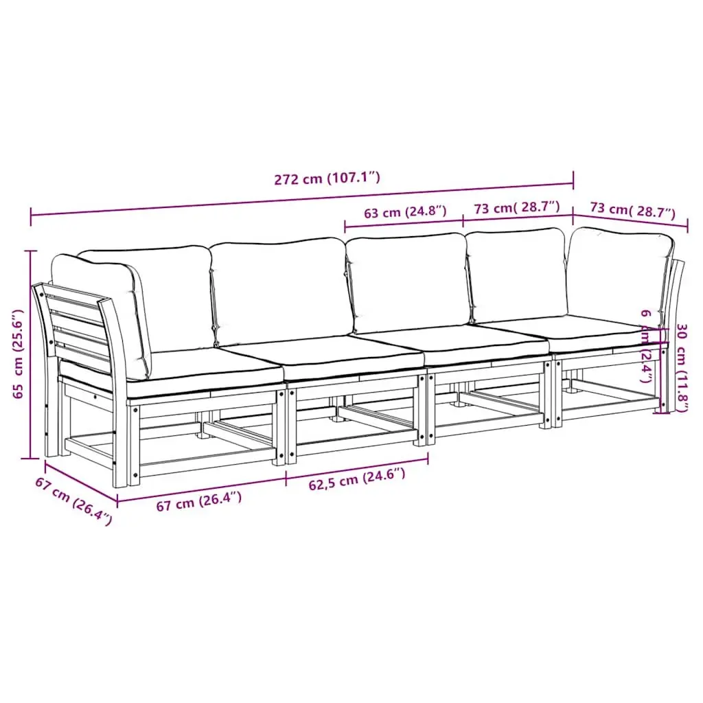 Garden Lounge Set Outdoor Patio Sofa 4 Piece Brown