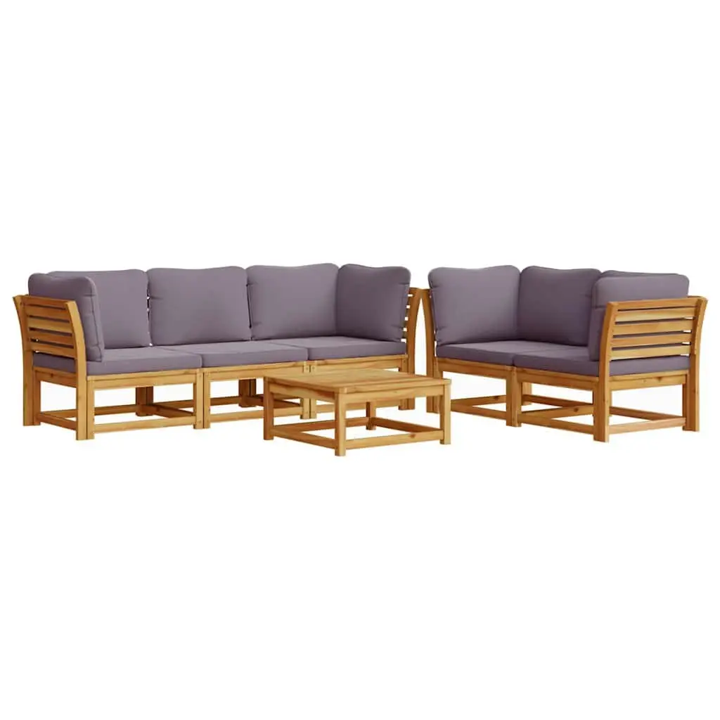 Garden Lounge Set Patio Furniture 6 Piece Wooden Acacia with Cushions