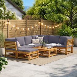 Solid Acacia 8-Piece Outdoor Lounge Set with Cushions
