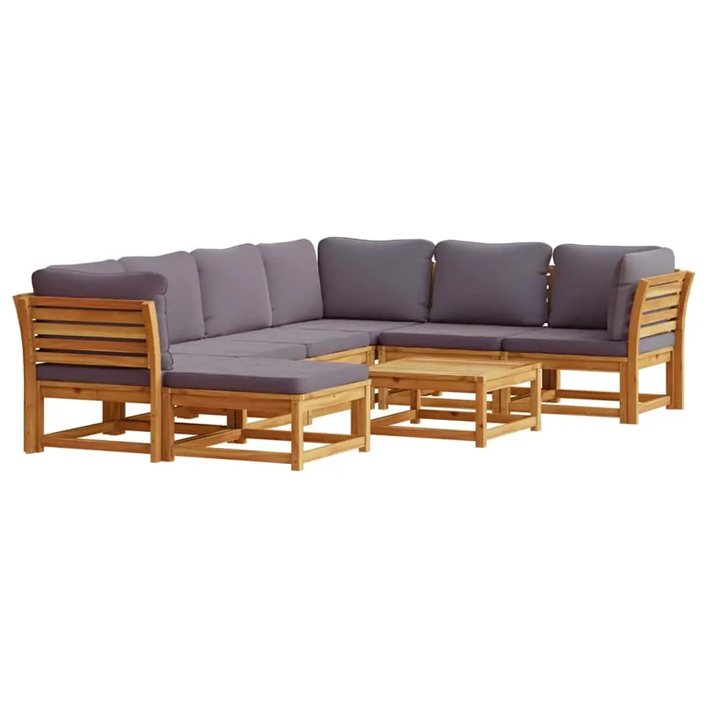 Outdoor Sectional Sofa Set 8 Piece Garden Lounge with Cushions Modular Wooden