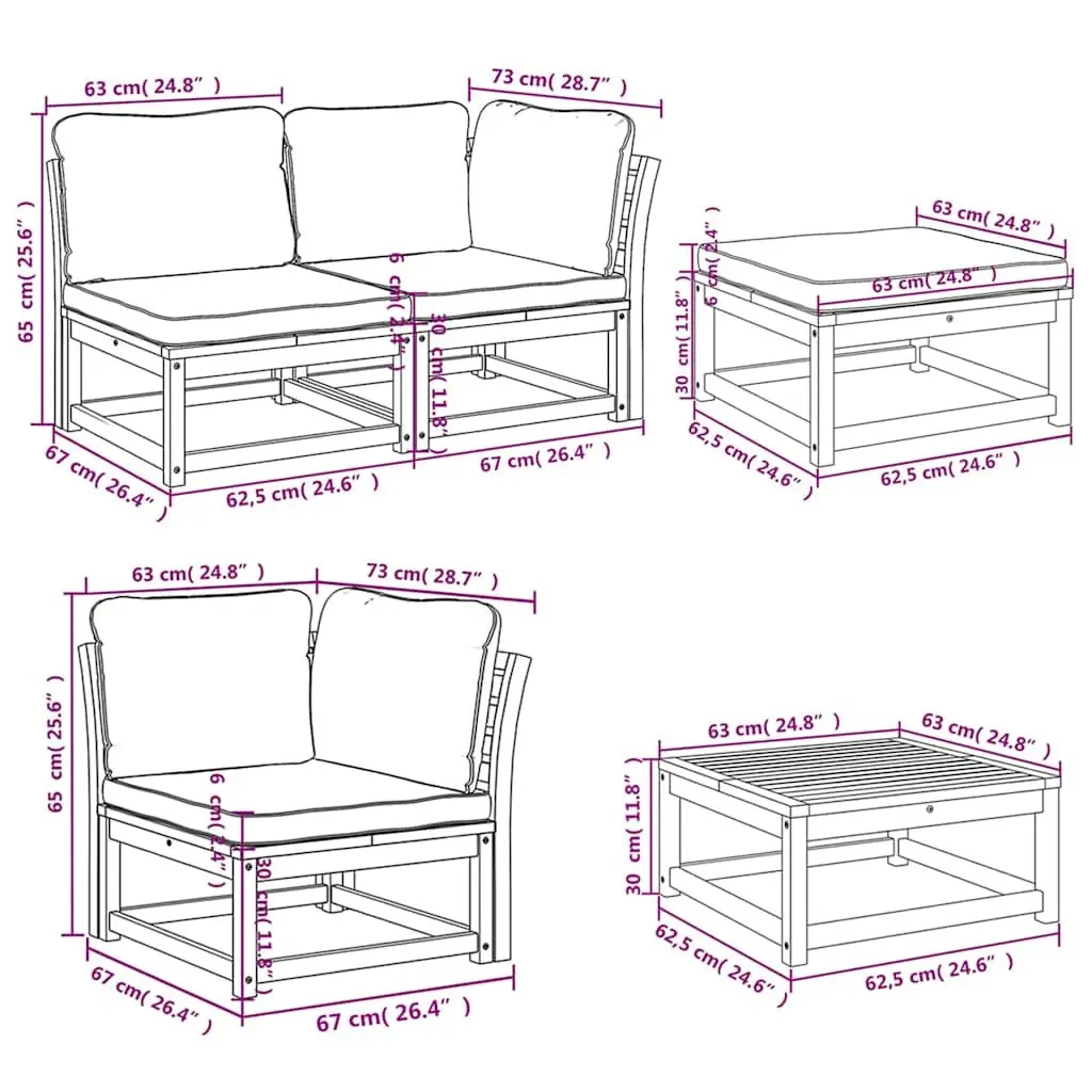 10 Piece Outdoor Sectional Sofa Set Garden Lounge Acacia Wood