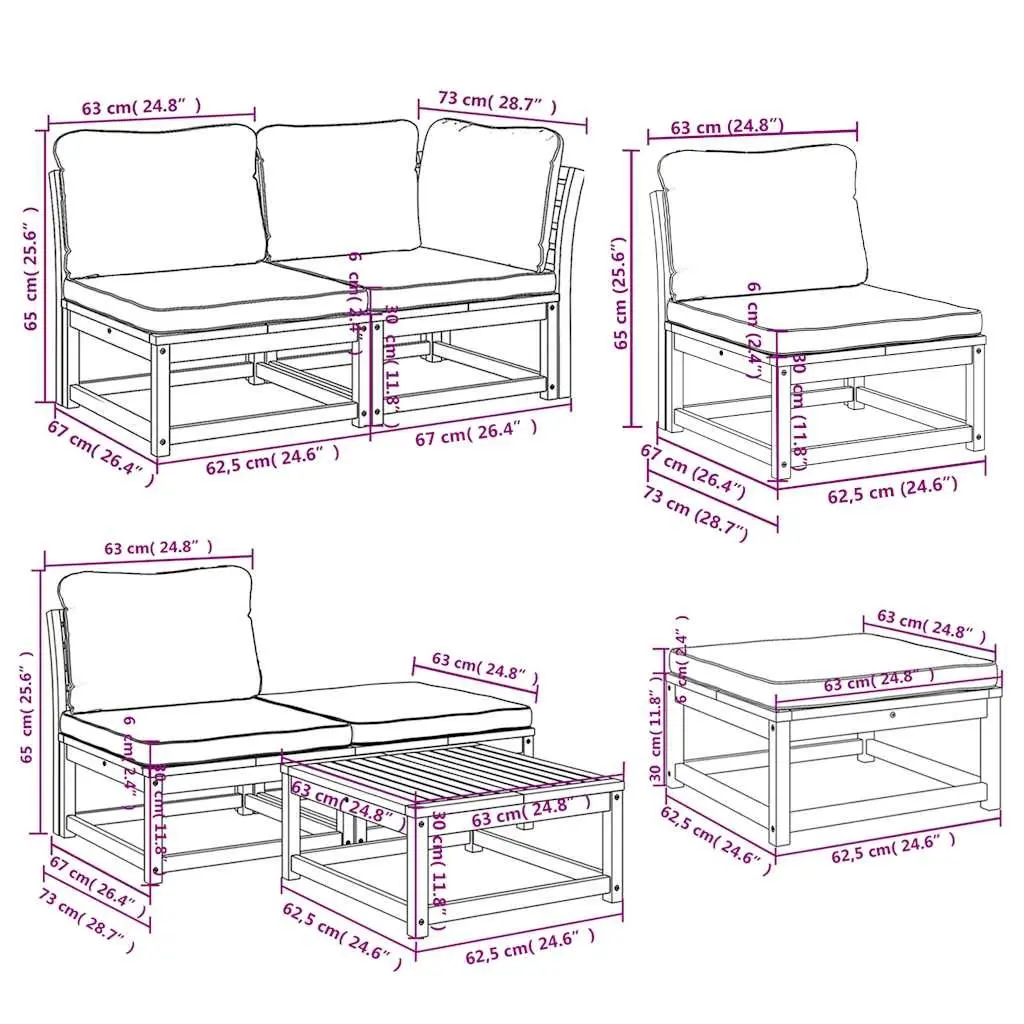 Outdoor Sectional Sofa Set Garden Lounge Furniture 11 Piece with Cushions