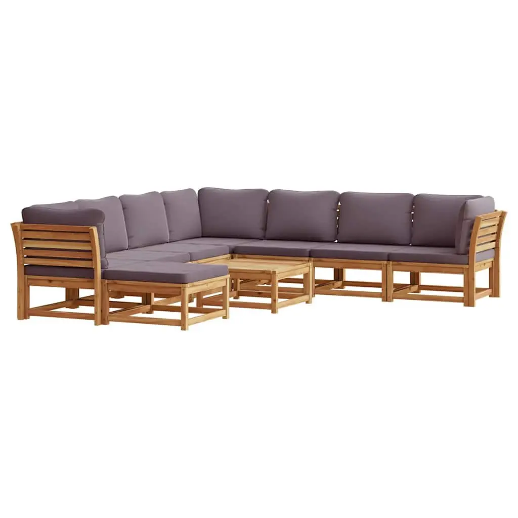 Outdoor Sectional Sofa Set 9 Piece Garden Lounge with Cushions Wood Furniture