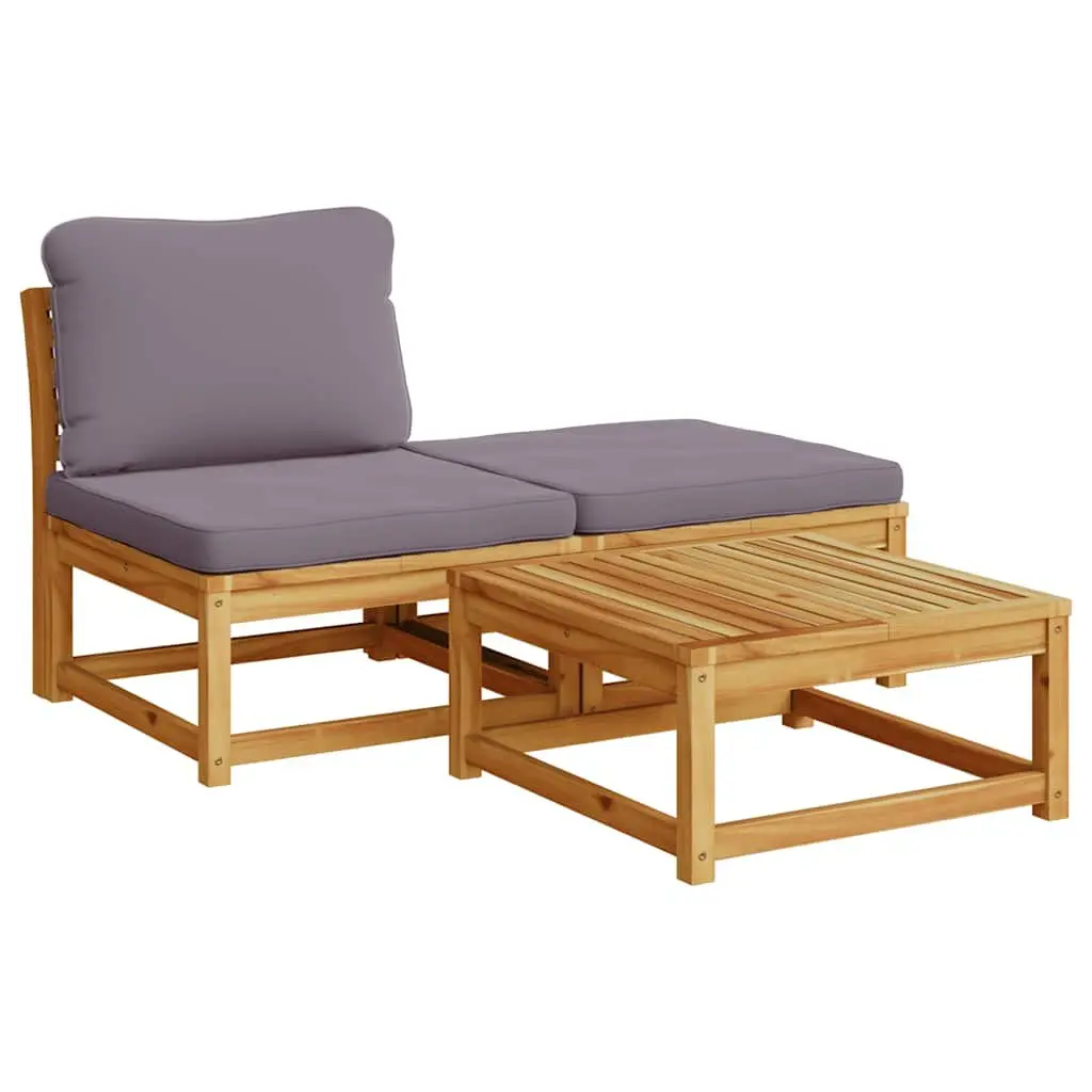 Outdoor Sectional Sofa Set 9 Piece Garden Lounge with Cushions Wood Furniture