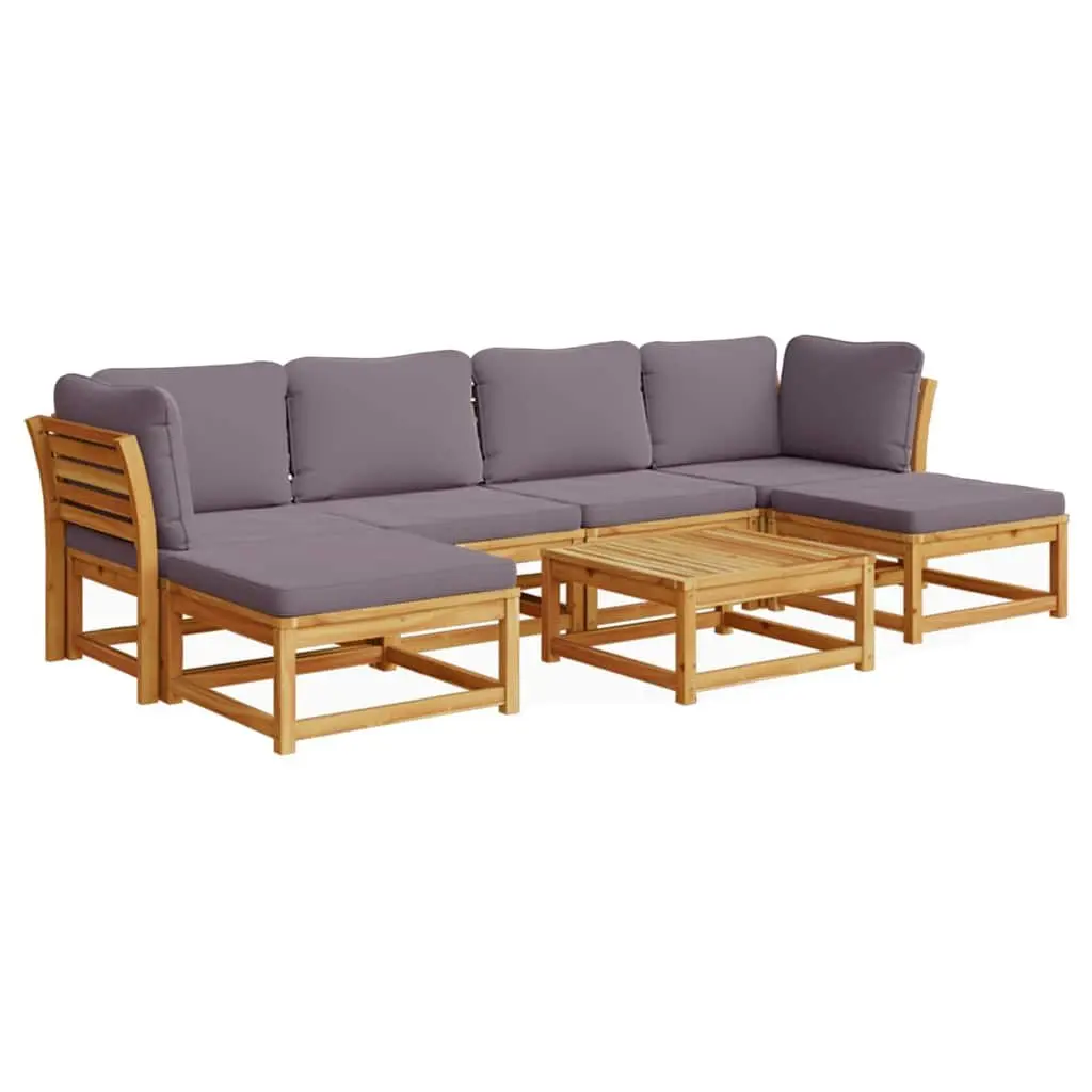 Garden Lounge Set 7 Piece Outdoor Sectional Sofa with Cushions Solid Wood