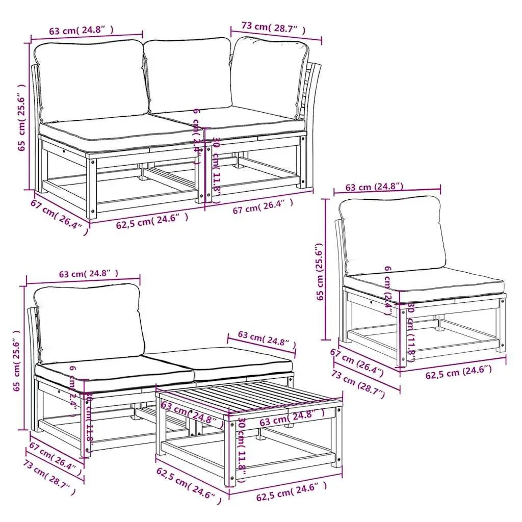 8 Piece Outdoor Sectional Sofa Set