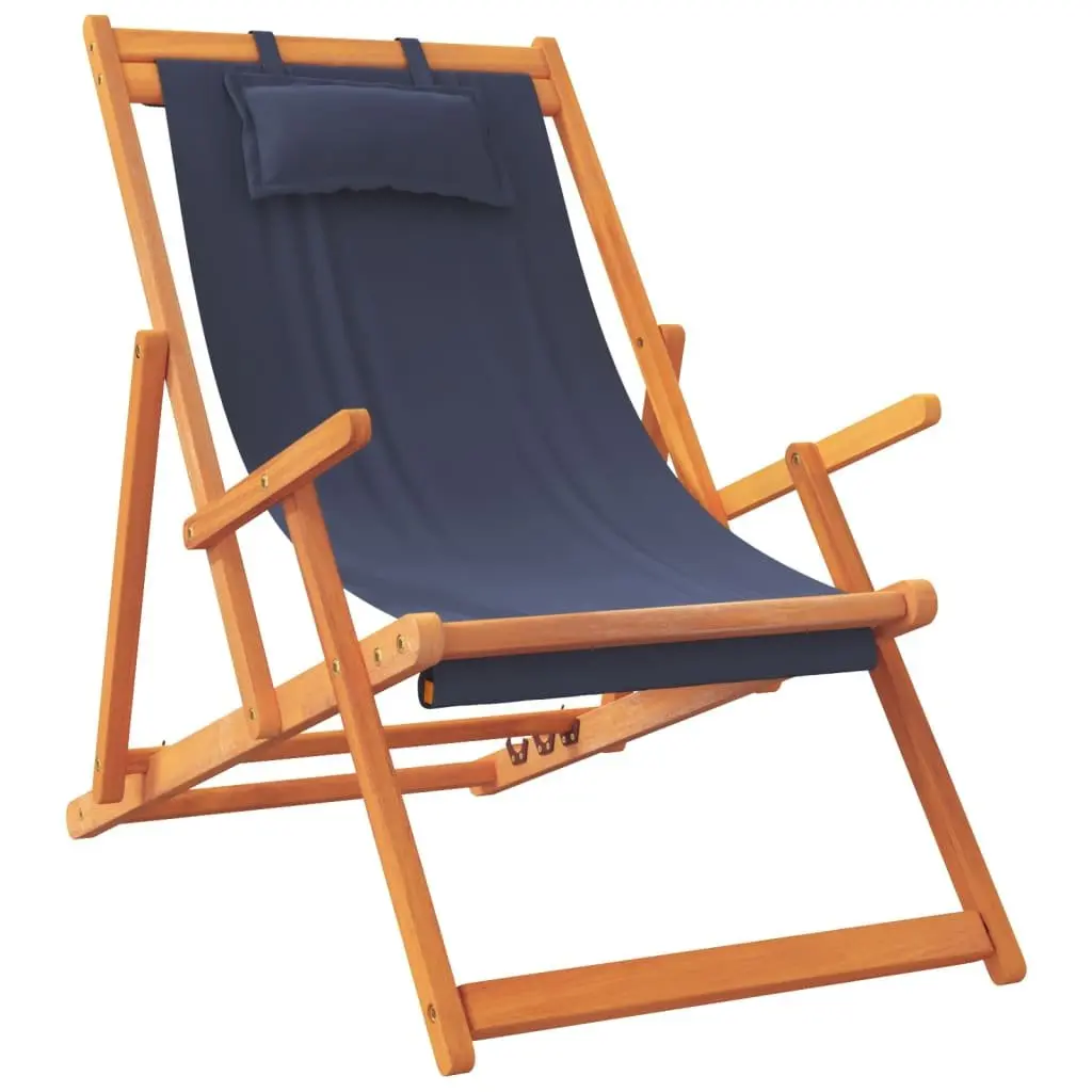 Folding Beach Chairs 2 pcs Blue Outdoor Camping Lounge Reclining Garden Seating