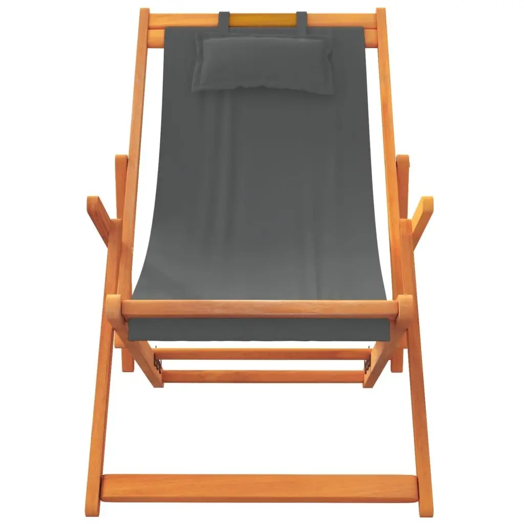 Folding Beach Chairs 2 pcs Grey Outdoor Lounge Camping Garden Reclining Seating