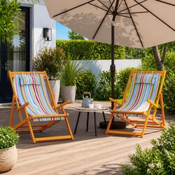 Durable Folding Beach Chairs Set of 2, Multicolour